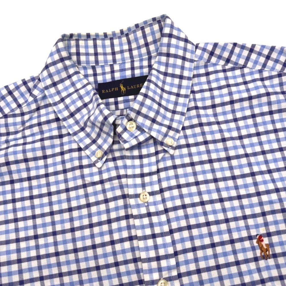 Polo Ralph Lauren Men's‎ XL Blue Check Button Down L/S Shirt Nude Pony Logo